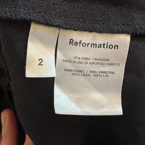 Reformation Black Midi Skirt and Crop top matching set linen - Picture 7 of 8